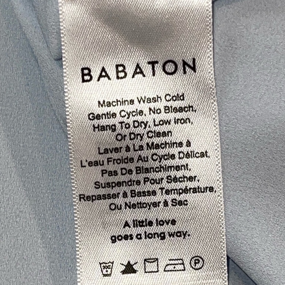 Aritzia Babaton Pale Blue Hopkins Sleeveless Tie Blouse Size Small - Picture 11 of 12